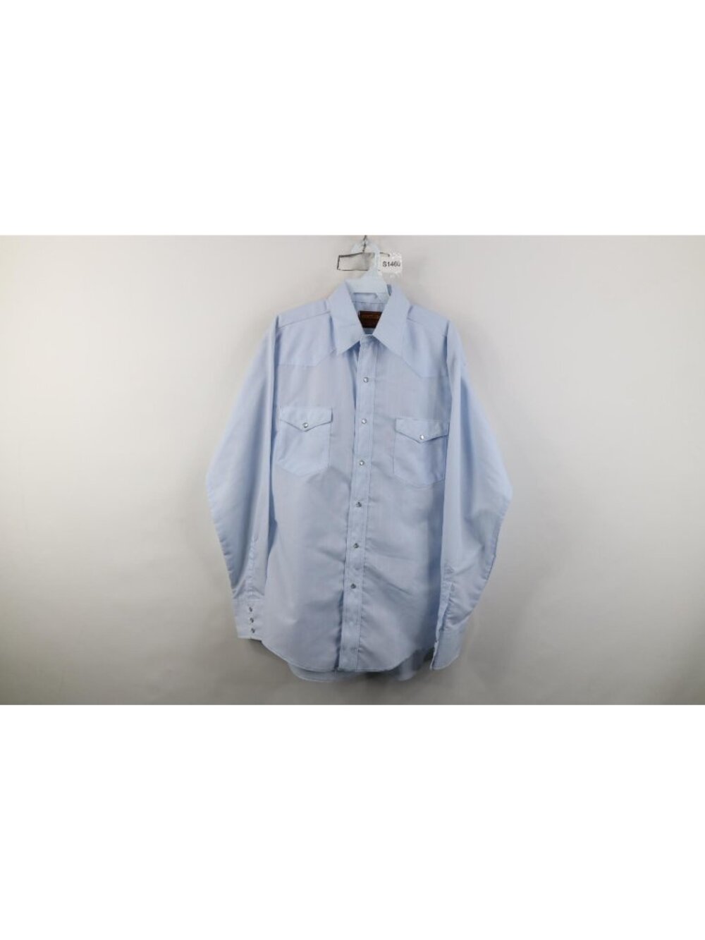 Vintage 70s 80s Western Cowboy Mens 15.5 34/35 Striped Snap Button Shirt Blue